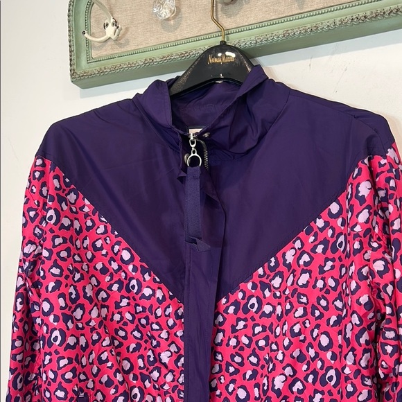Frank Cheetah Lisa animal print Purple Pink Leopard lightweight Jacket women M - Picture 9 of 10